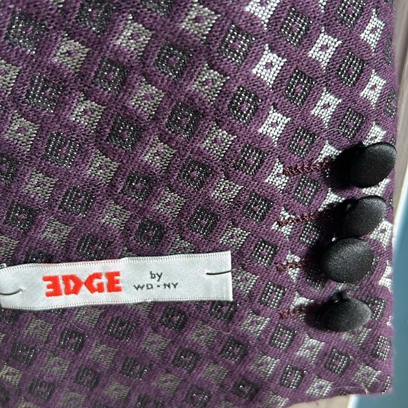 Tuxedo jacket. Size M. Purple and black jacquard with black shawl collar.  NWT - Picture 10 of 10